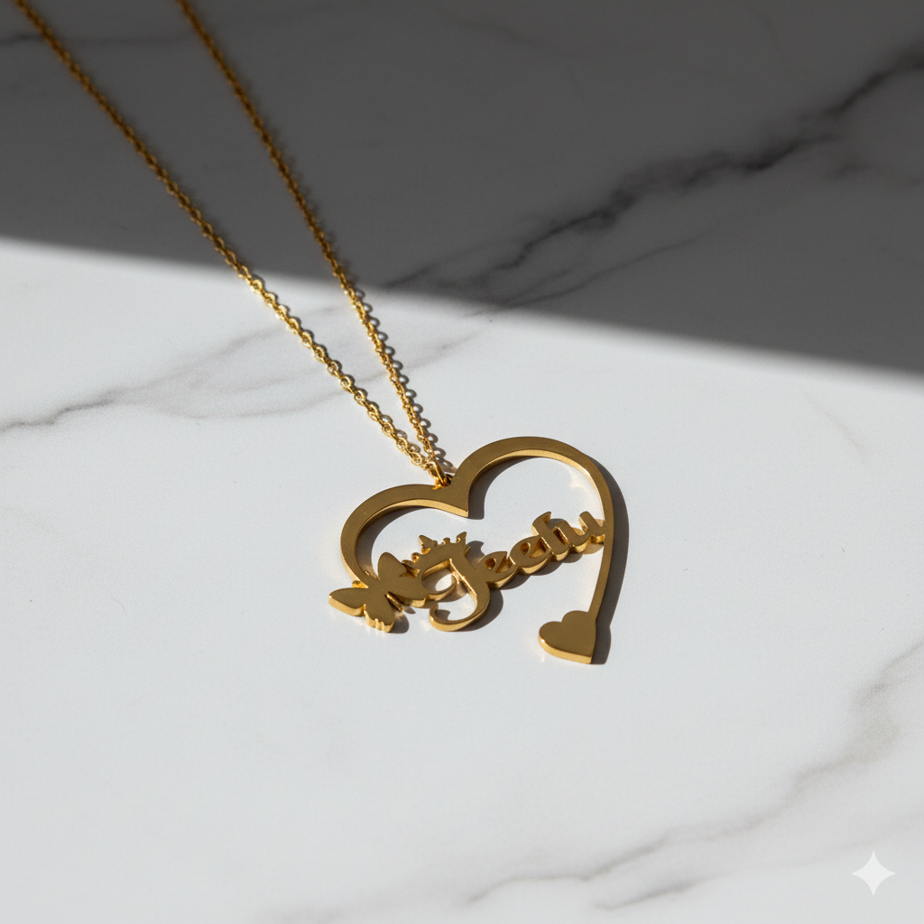 Necklace With Premium Heart Butterfly And Crown