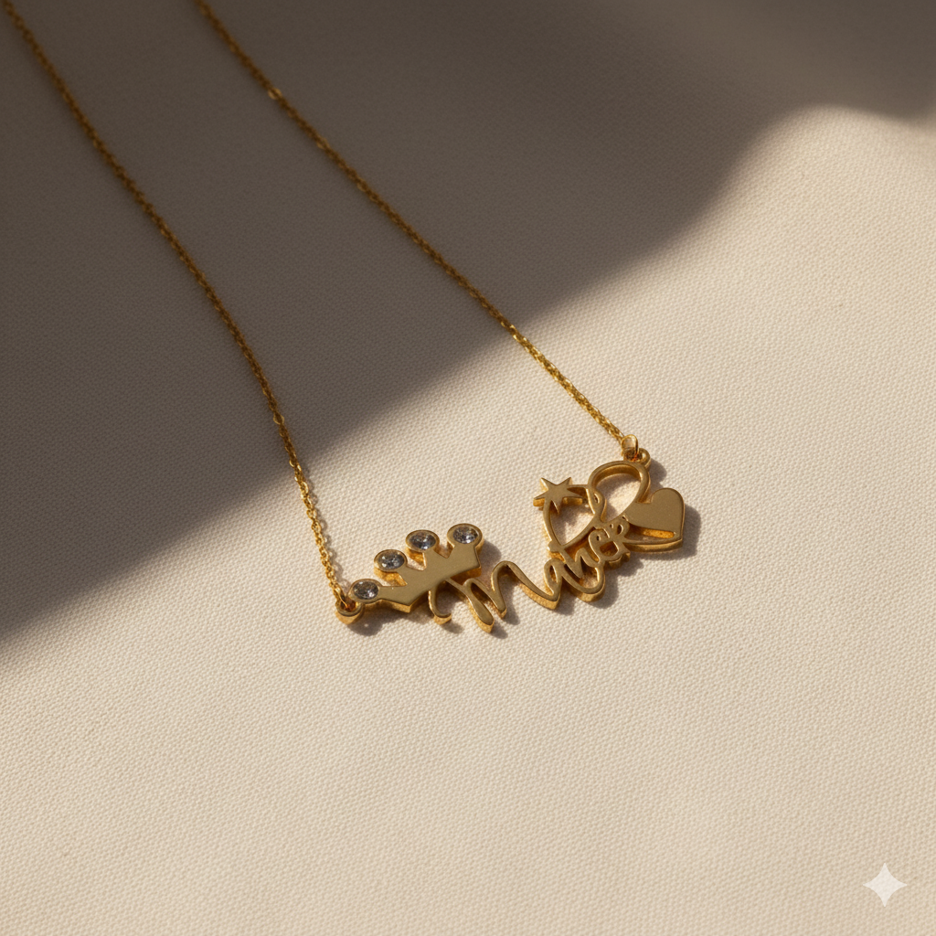 Exquisite Necklace With Heart, Star And Crown