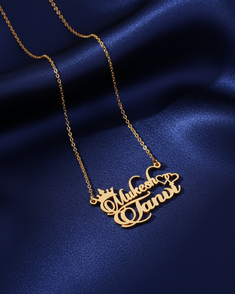 Graceful Double Name Pendant Necklace