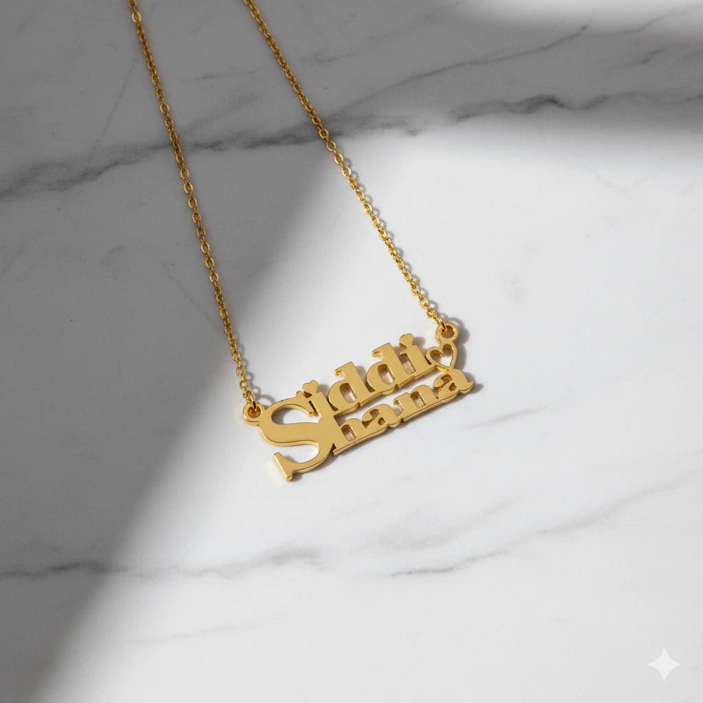 Sophisticated Dual Name Necklace With Heart