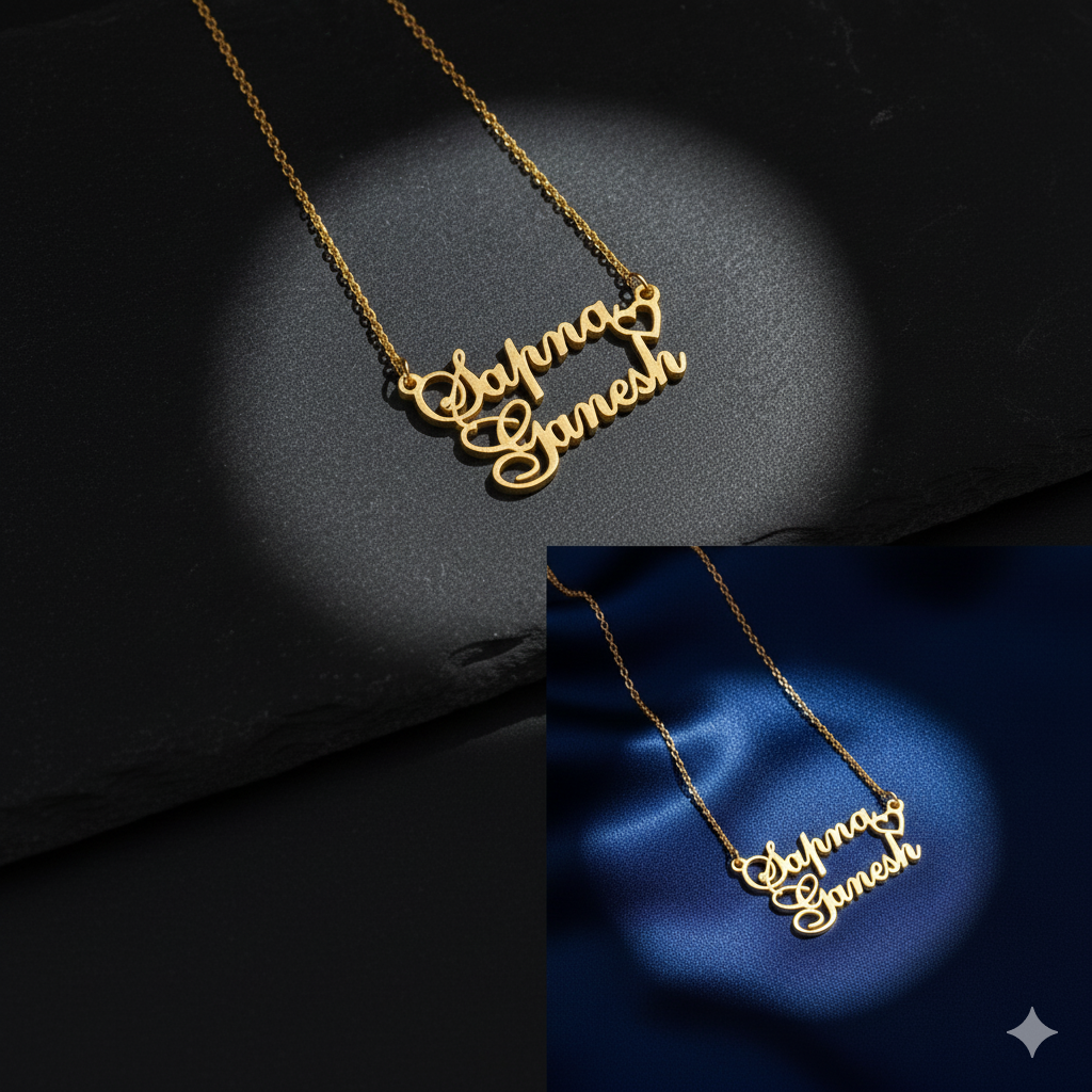 Dual Name Necklace With Cursive Elements