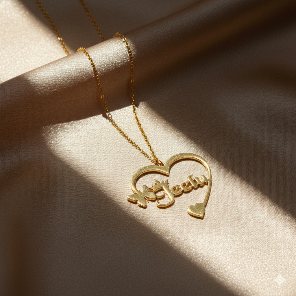 Necklace With Premium Heart Butterfly And Crown