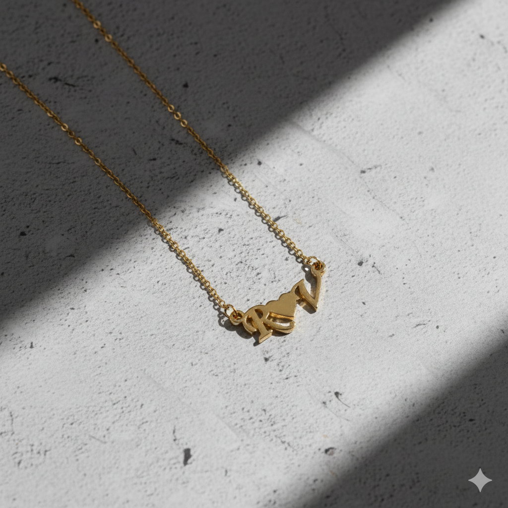 Precious Necklace With Couple's Initials And Heart