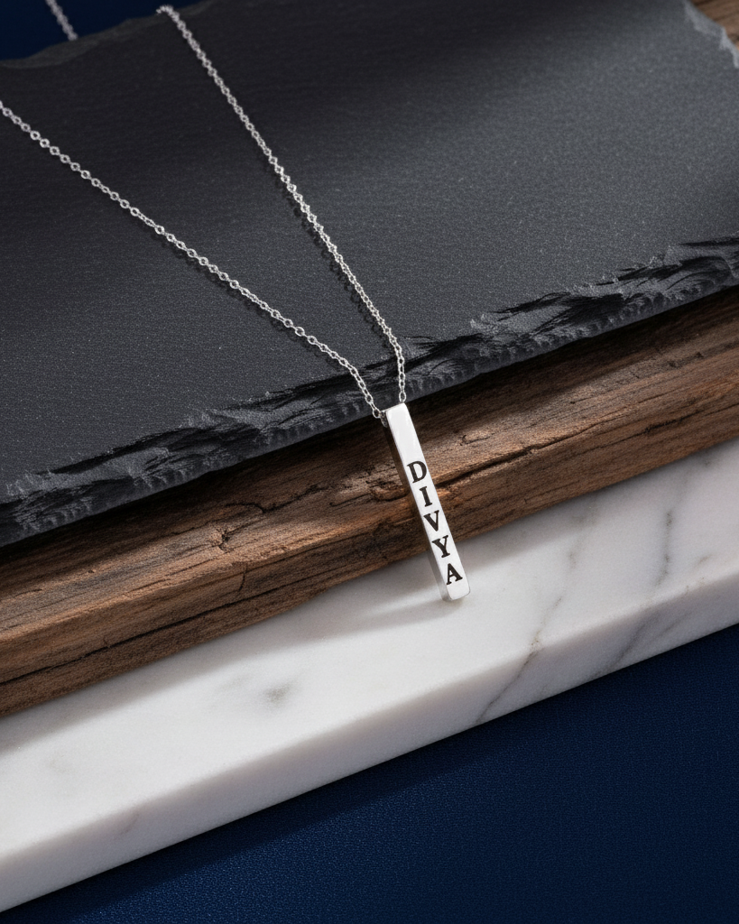 Customized Silver Bar Pendant