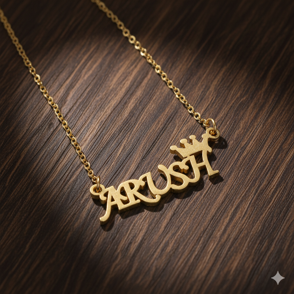 Stylish Name Necklace With Crown