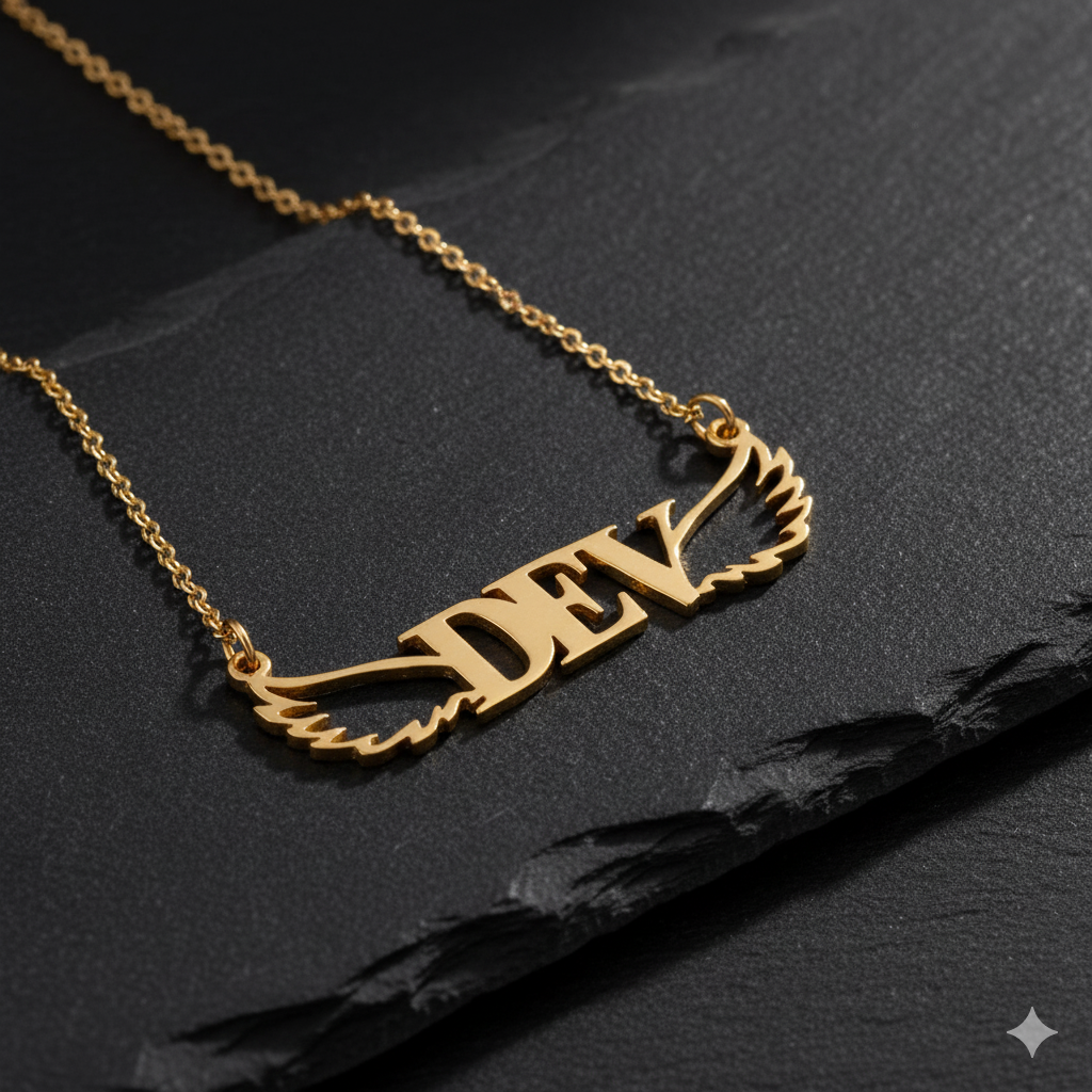 Capital Name Necklace With Wings