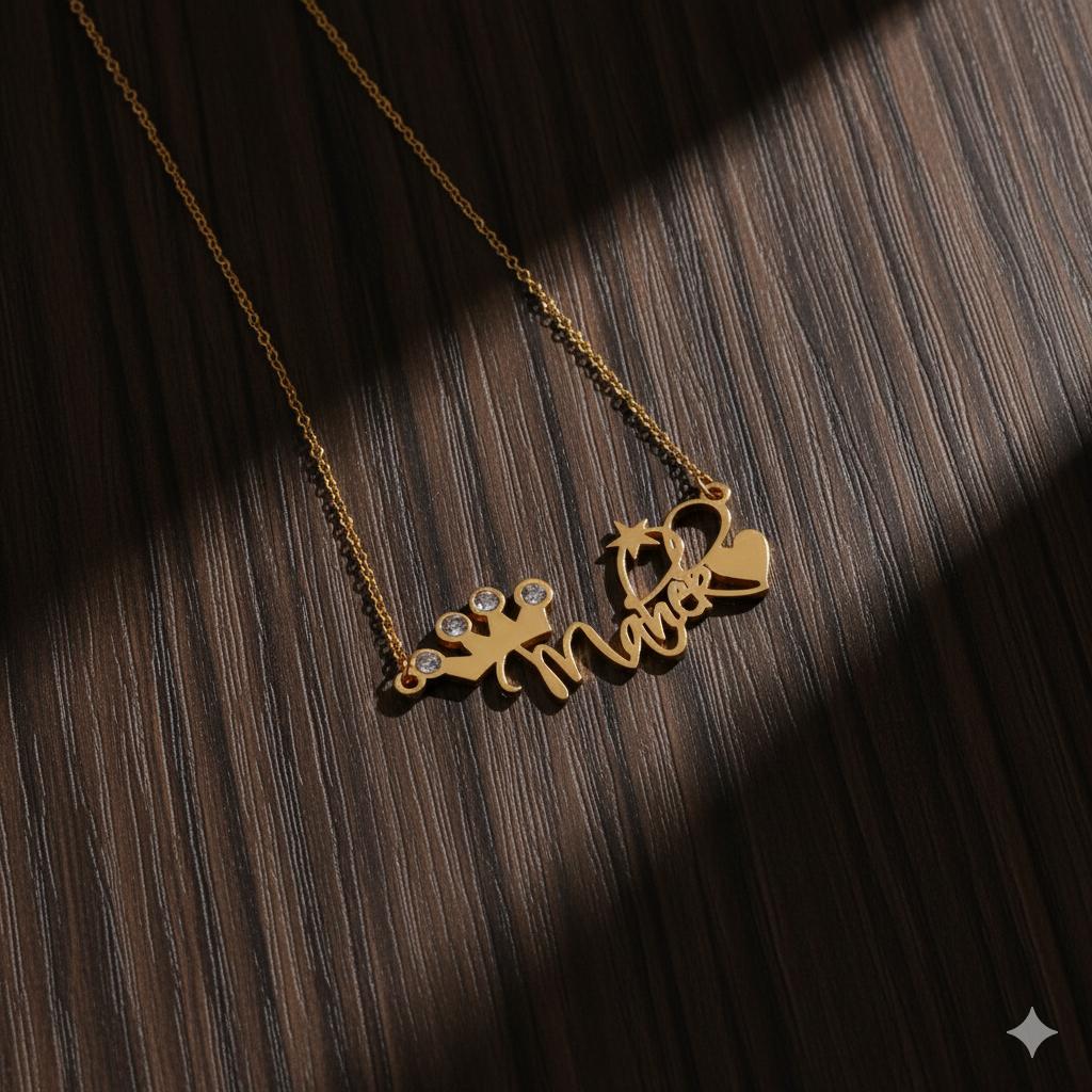 Exquisite Necklace With Heart, Star And Crown