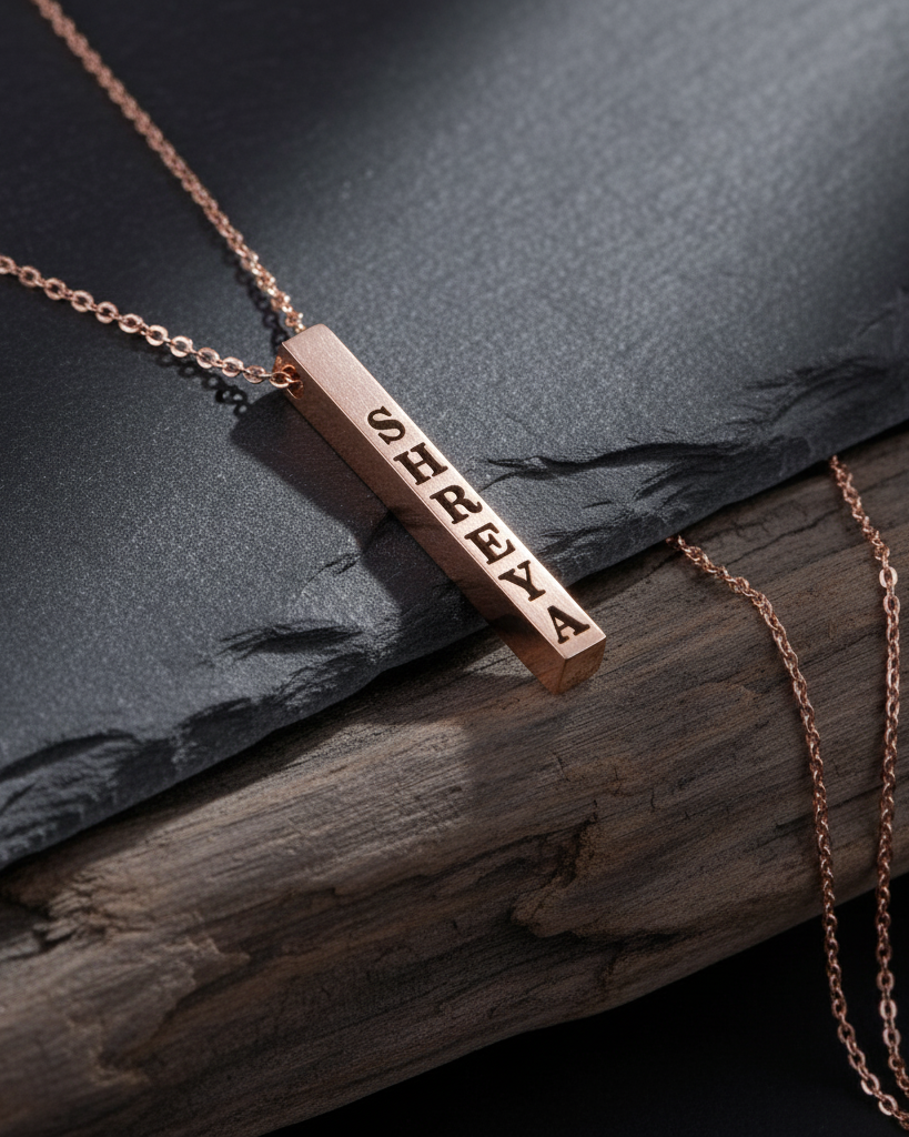 Customized Rose Gold Bar Pendant