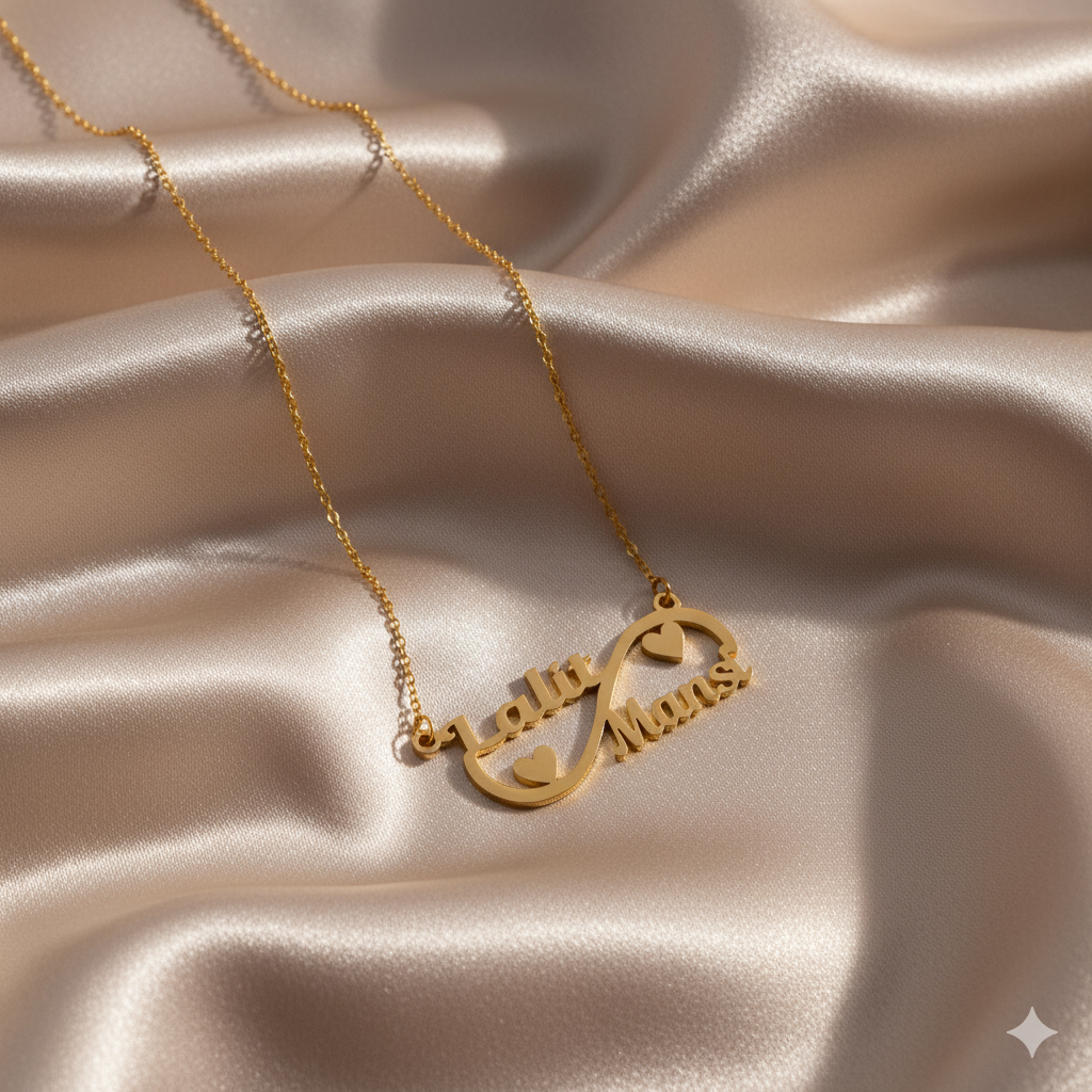 Infinity Necklace With Personalized Dual Name Pendant