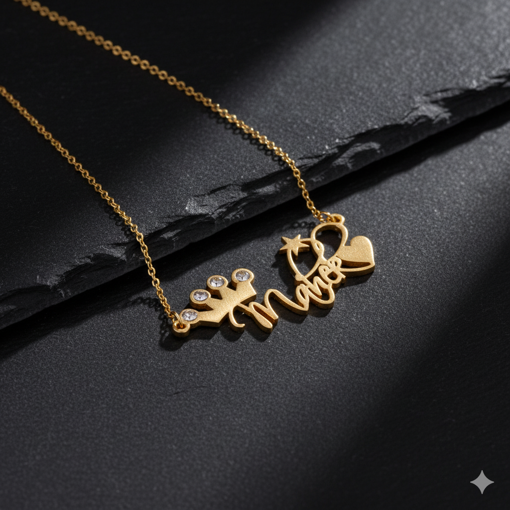 Exquisite Necklace With Heart, Star And Crown