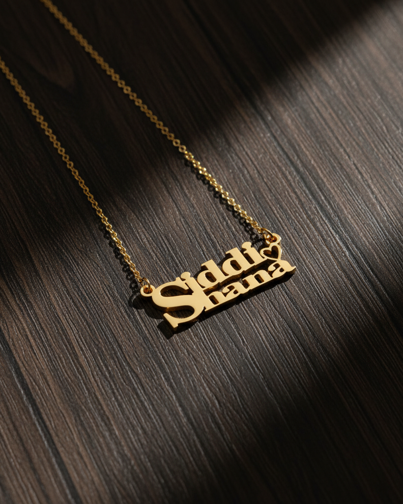 Sophisticated Dual Name Necklace With Heart