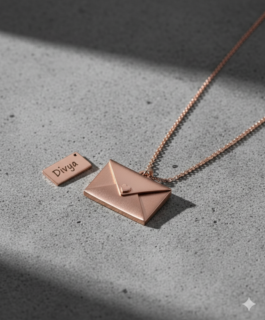 Personalized Rose Gold Message Box Pendant Necklace