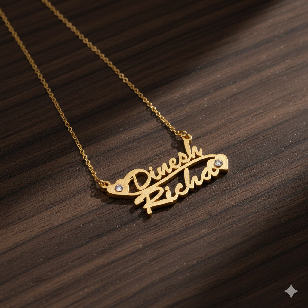 Sophisticated double name pendant with diamond heart