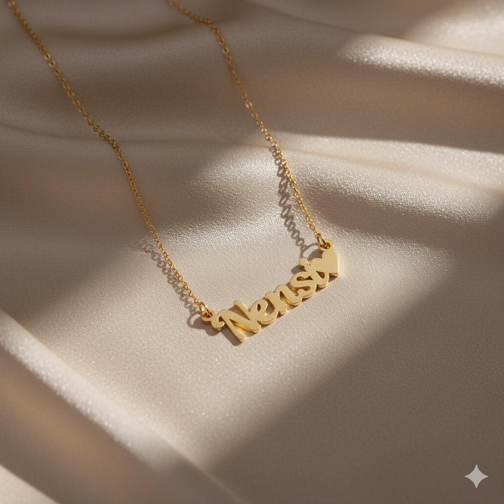 Stylish Name Necklace With Heart Symbol