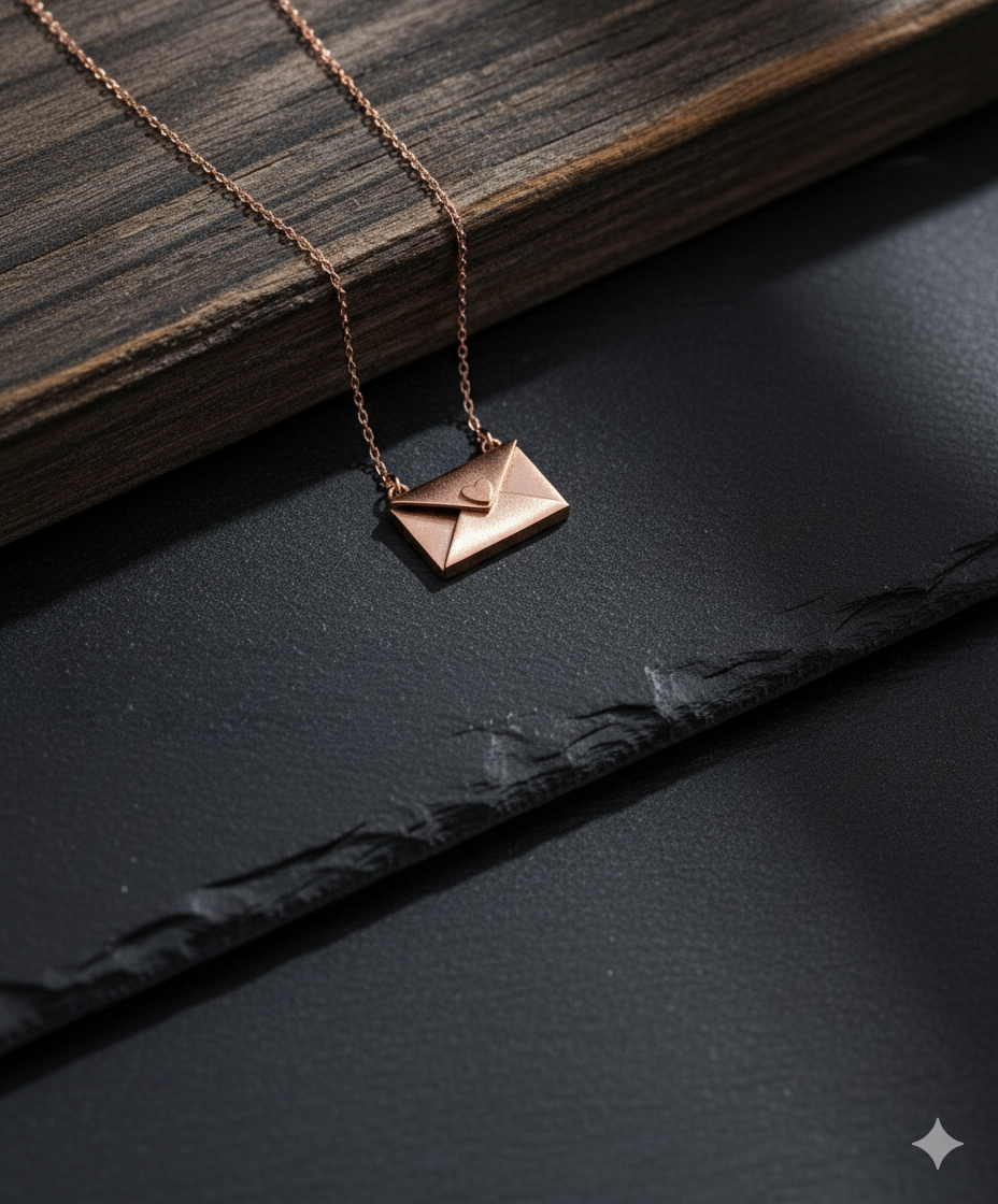 Personalized Rose Gold Message Box Pendant Necklace