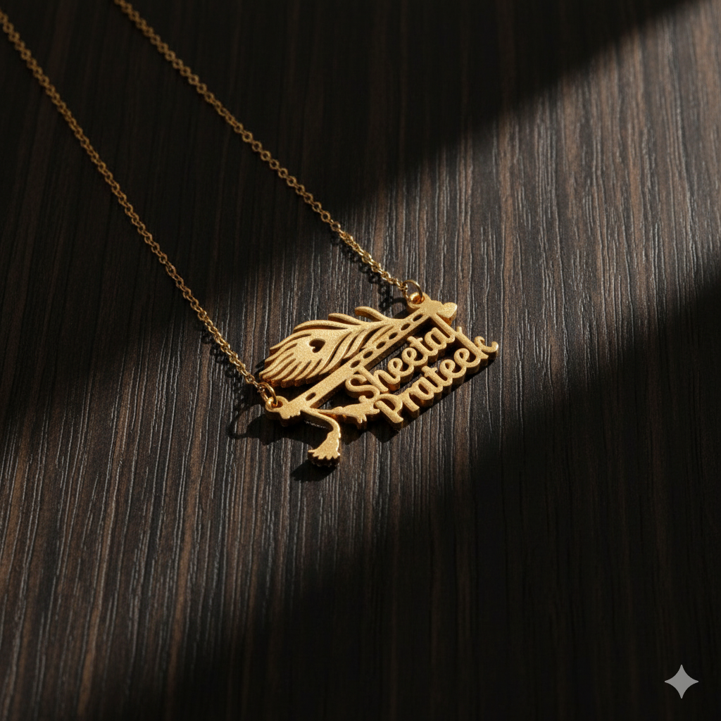 Luminous Customized Name Pendant Necklace With Feather