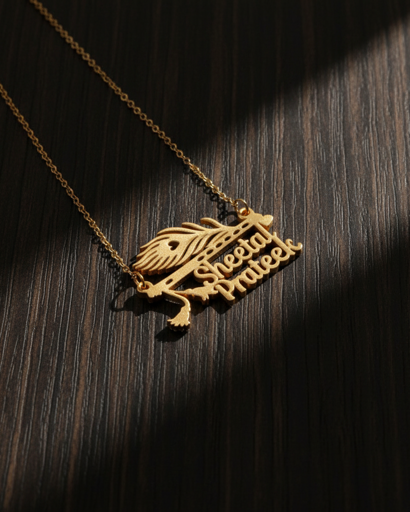 Luminous Customized Name Pendant Necklace With Feather