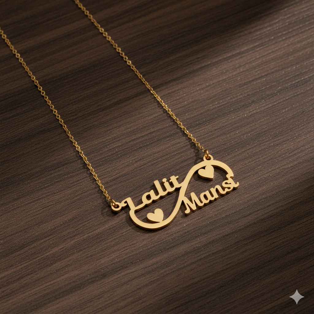 Infinity Necklace With Personalized Dual Name Pendant