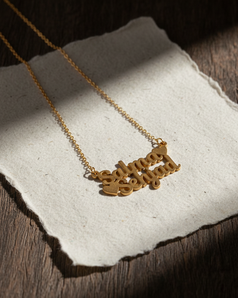 Glamorous Name Necklace With Heart