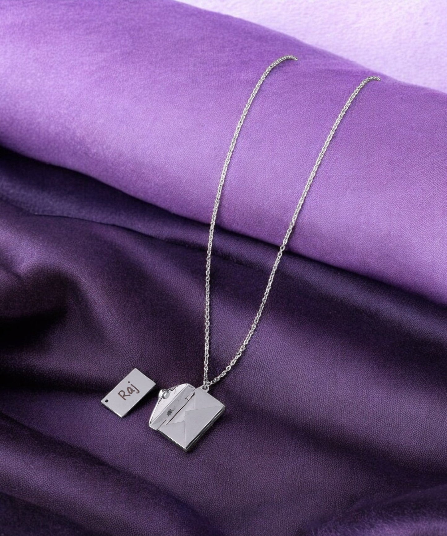 Personalized Silver Message Box Pendant Necklace