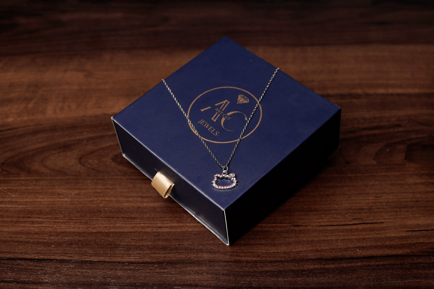 Crystal Kitty Charm Necklace