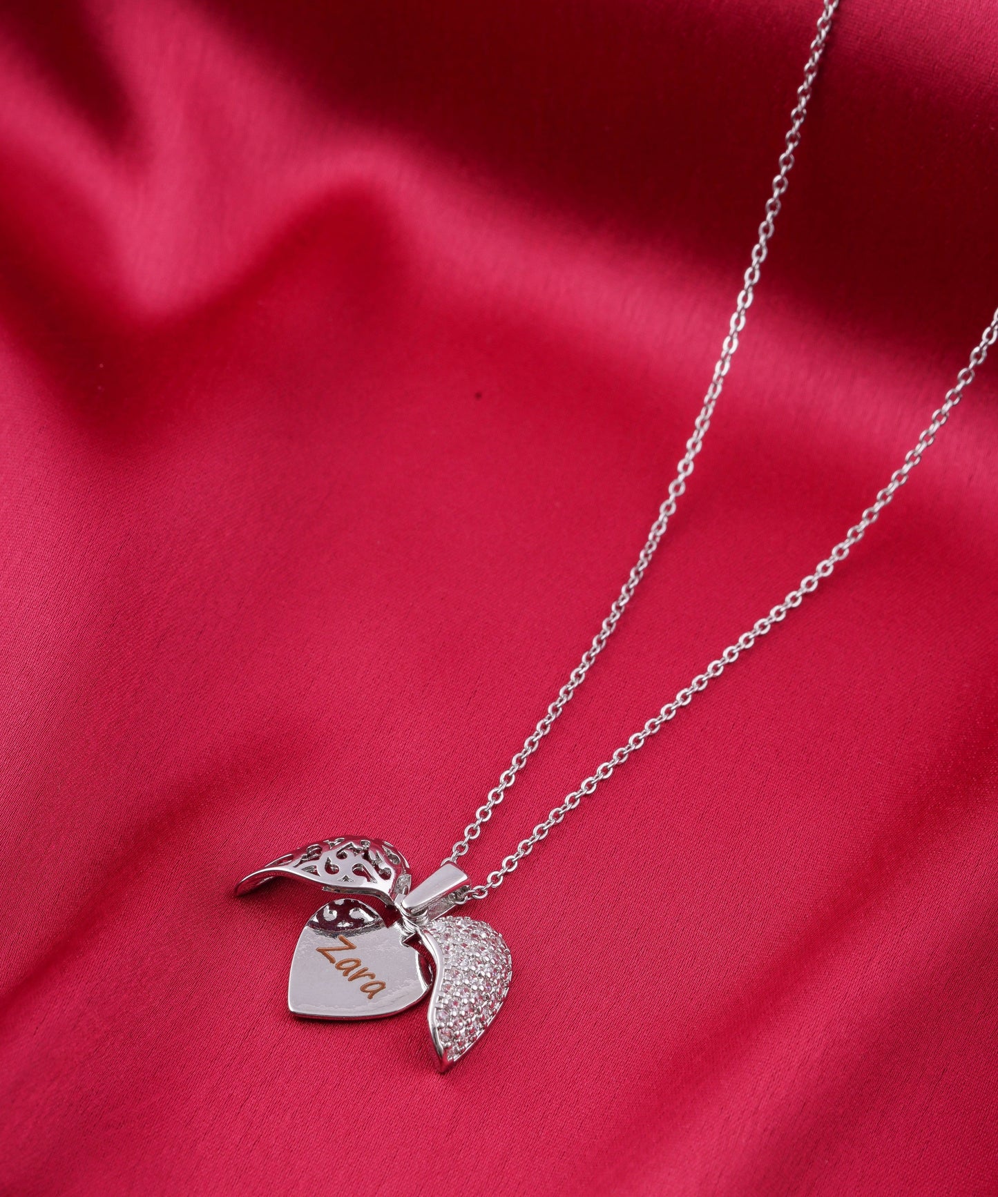 Personalized Silver Heart Pendant Necklace