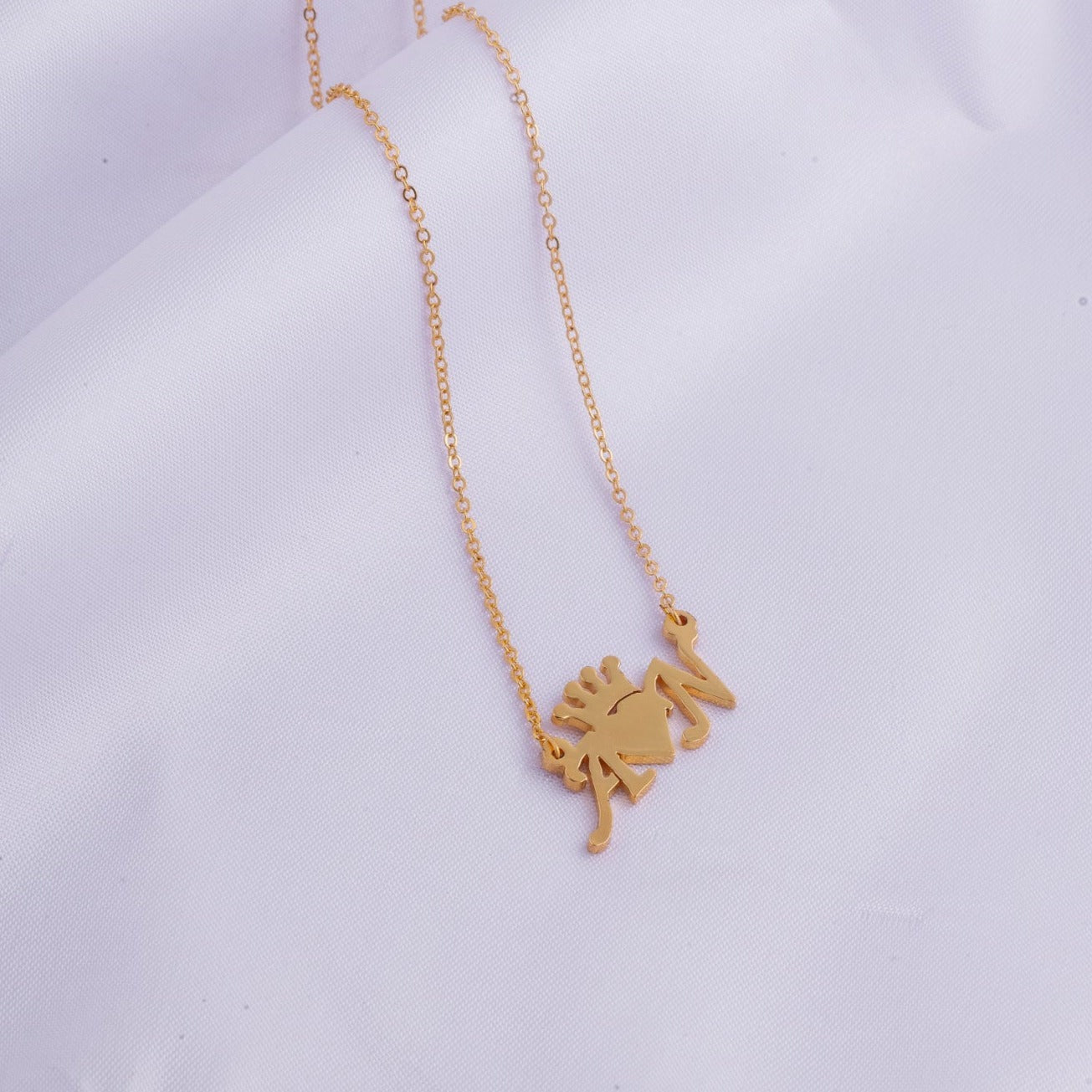 Prestigious Necklace With Couple's Initials With Heart And Crown.