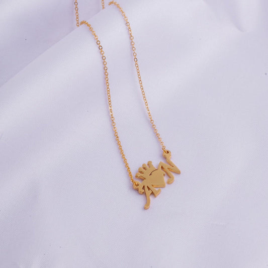 Prestigious Necklace With Couple's Initials With Heart And Crown.