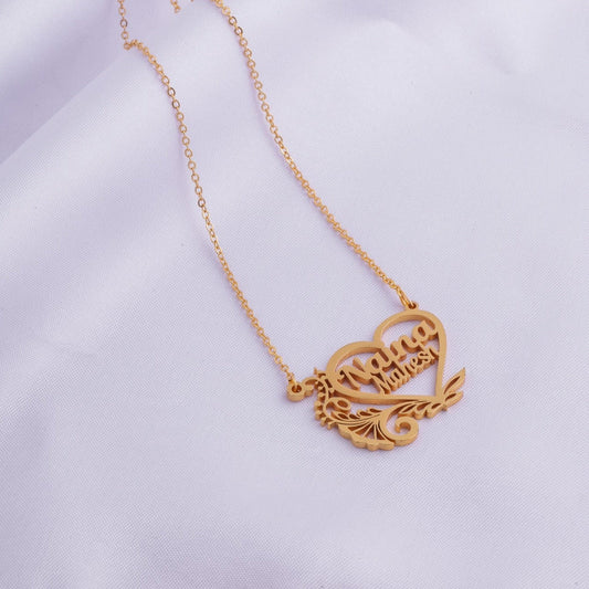 Elegant designer heart double name necklace