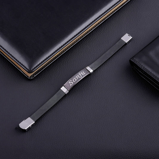 Customized Black Bracelet With Silicone Strap