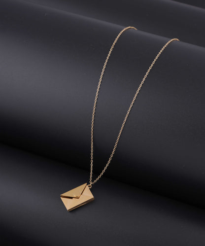 Personalized Gold Message Box Pendant Necklace