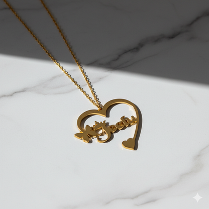 Necklace With Premium Heart Butterfly And Crown