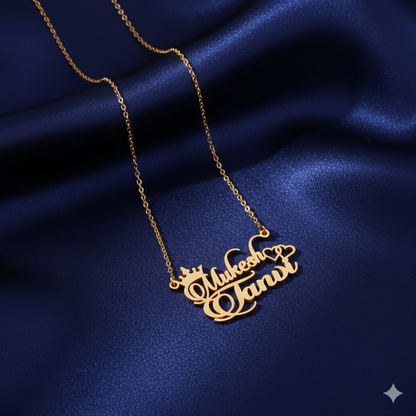 Graceful Double Name Pendant Necklace