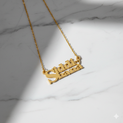 Sophisticated Dual Name Necklace With Heart