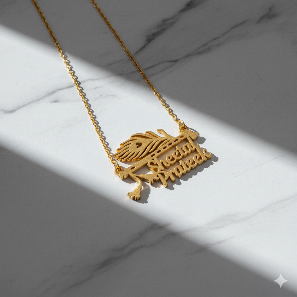 Luminous Customized Name Pendant Necklace With Feather