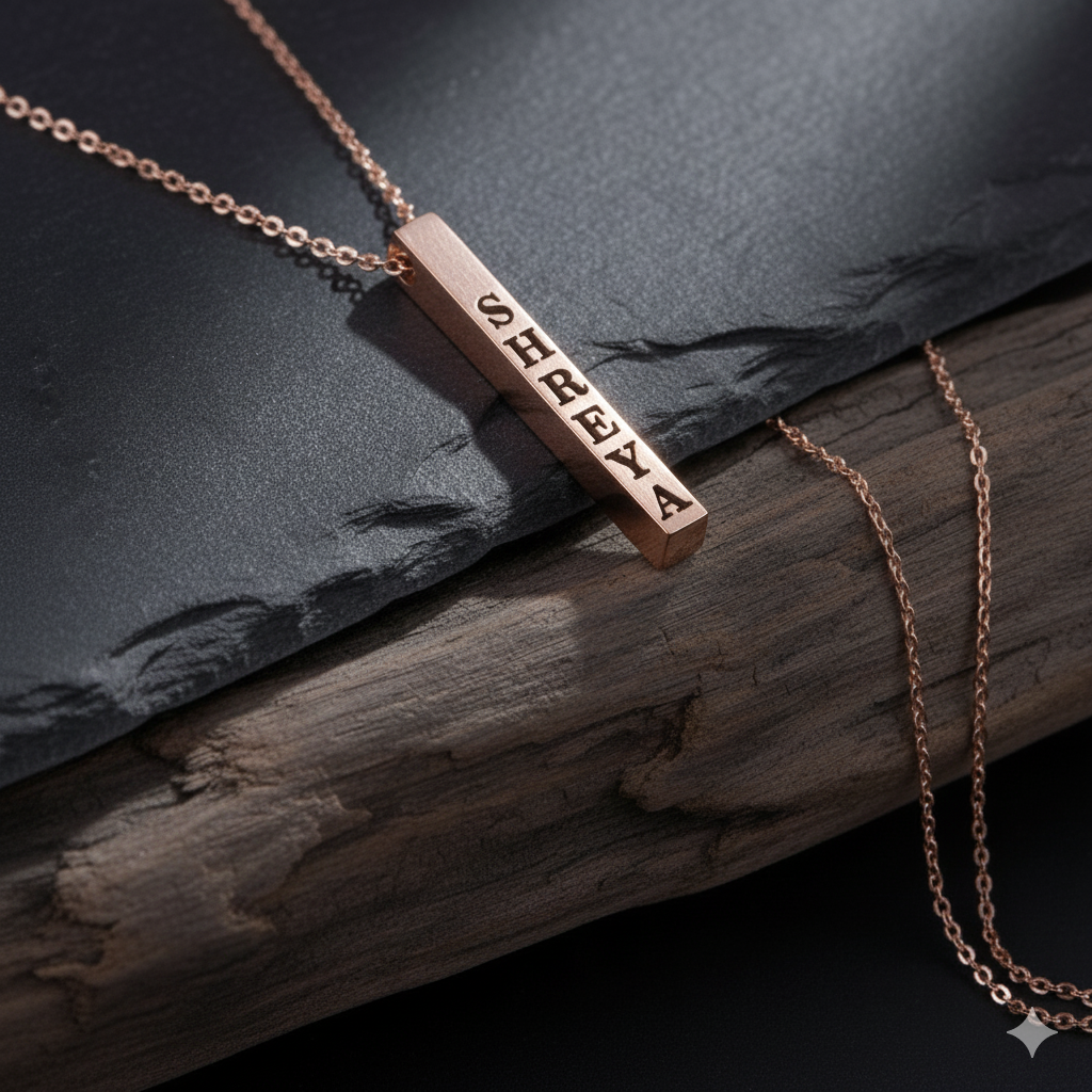 Customized Rose Gold Bar Pendant