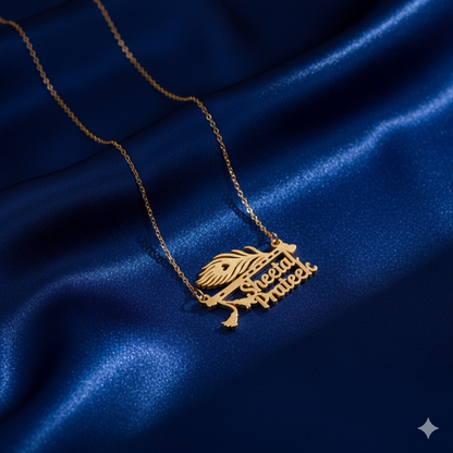 Luminous Customized Name Pendant Necklace With Feather