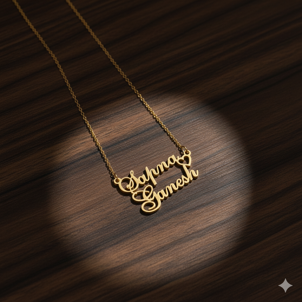 Dual Name Necklace With Cursive Elements