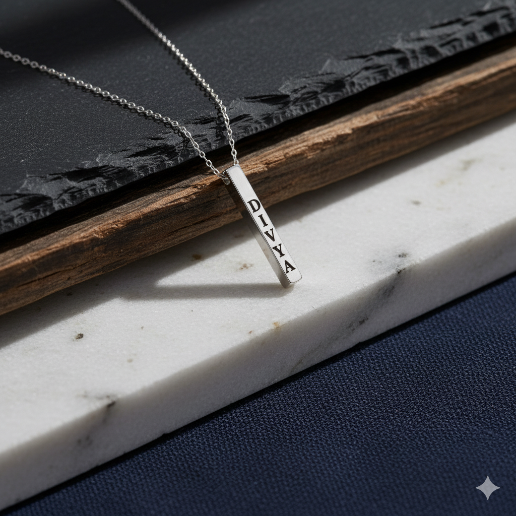 Customized Silver Bar Pendant