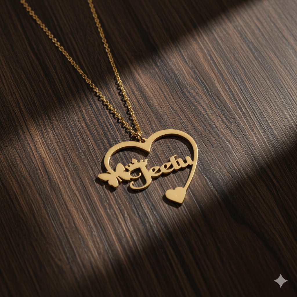 Necklace With Premium Heart Butterfly And Crown