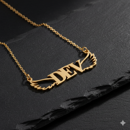 Capital Name Necklace With Wings