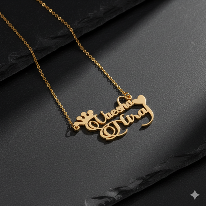 Customised Name Pendant Necklace With Heart And Crown