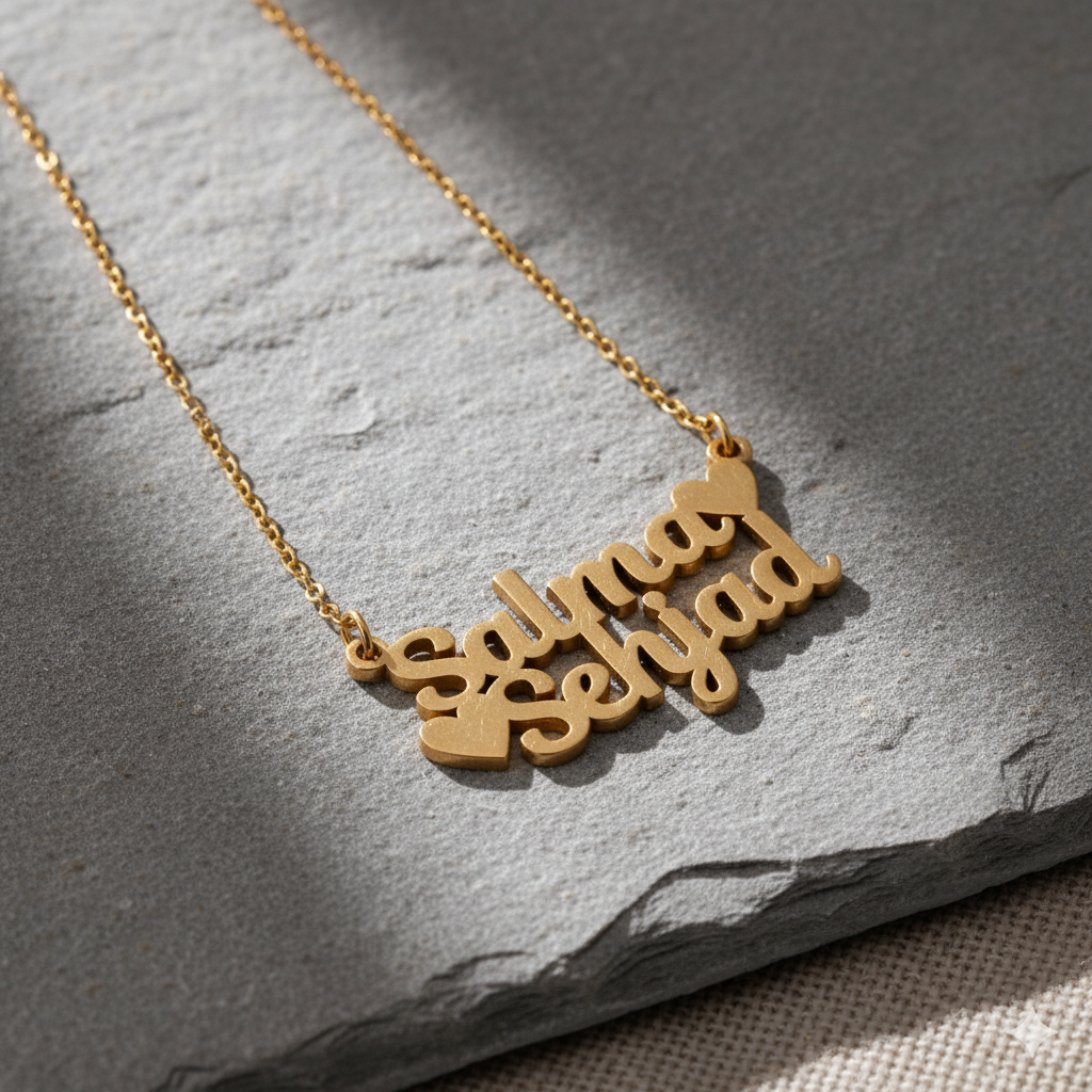 Glamorous Name Necklace With Heart