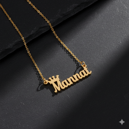 Customised Name Pendant With Crown