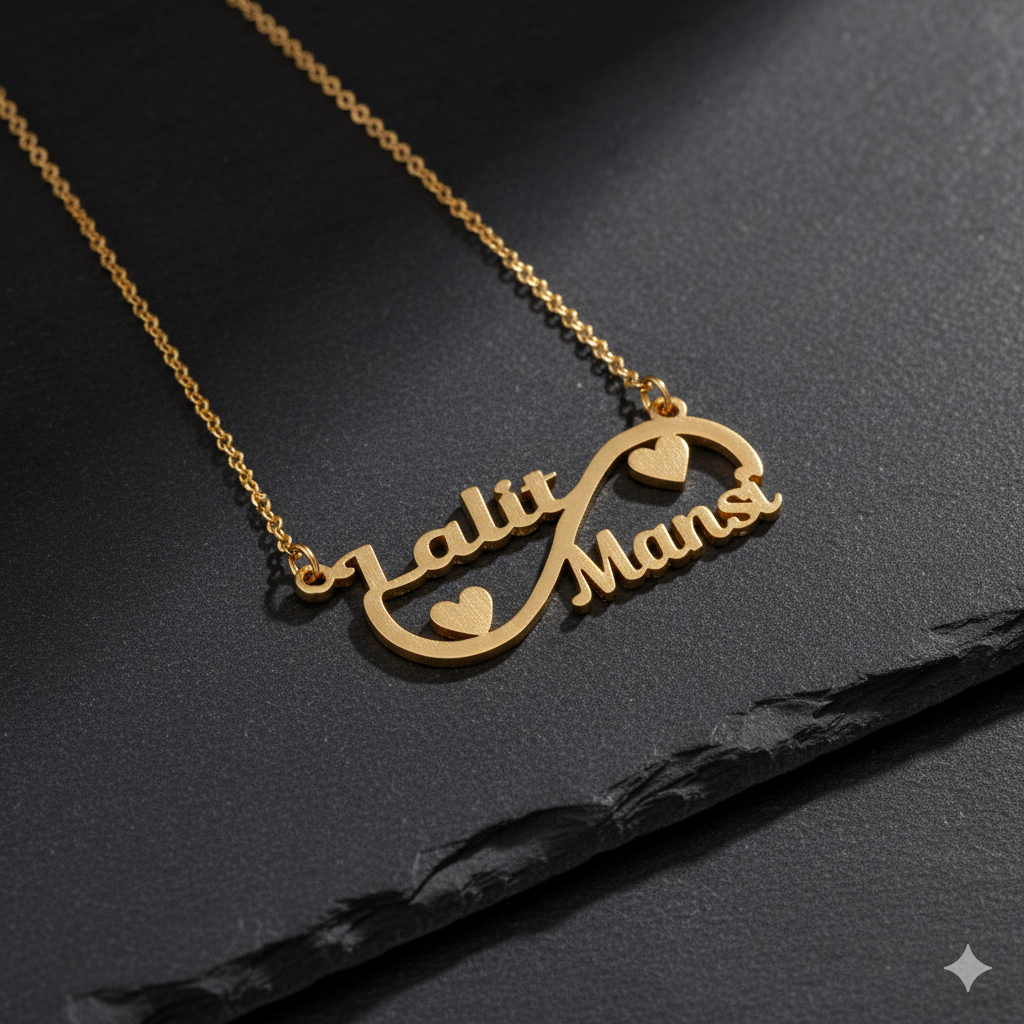 Infinity Necklace With Personalized Dual Name Pendant
