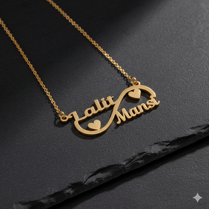 Infinity Necklace With Personalized Dual Name Pendant