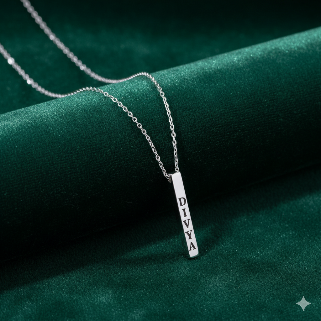 Customized Silver Bar Pendant