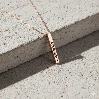 Customized Rose Gold Bar Pendant