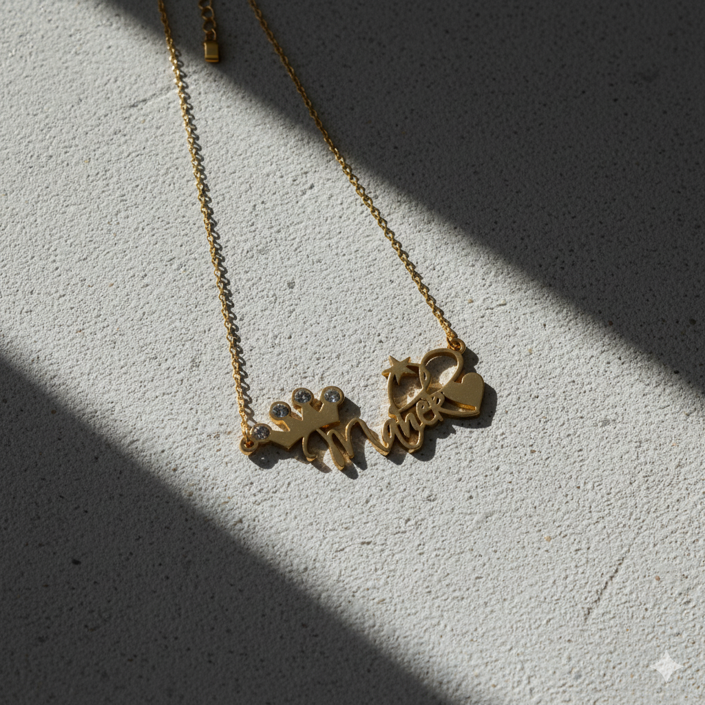 Exquisite Necklace With Heart, Star And Crown