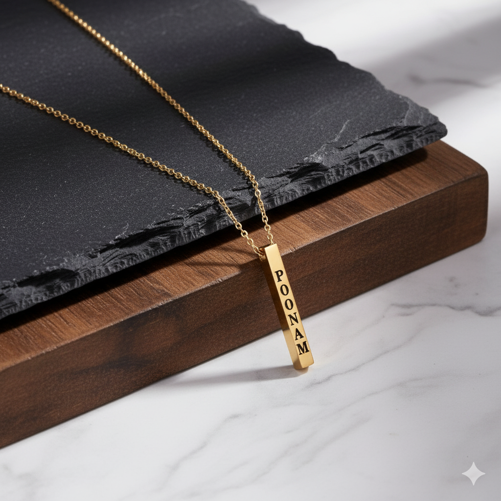 Customized Gold Bar Pendant